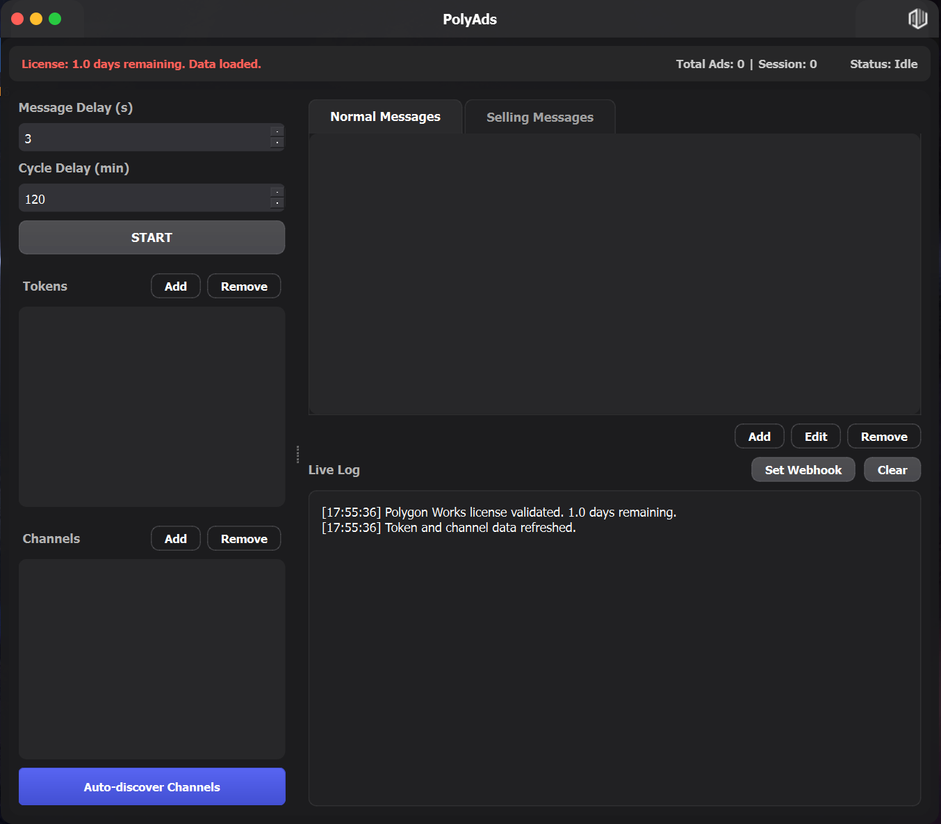 PolyAds Application Screenshot